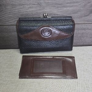 Vintage Dooney & Bourke Brown Pebble Leather Checkbook Wallet